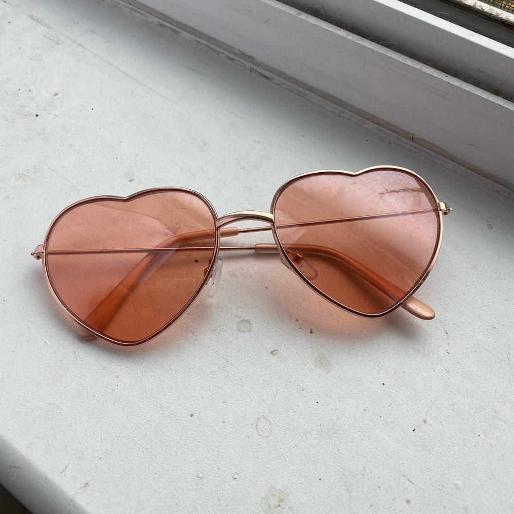 Rose Tinted Heart Shaped Sunglasses